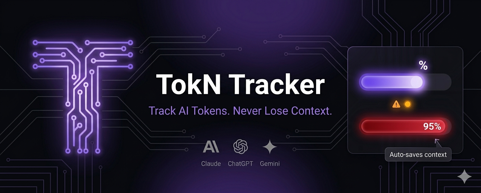 TokN Tracker — AI Token Usage Tracker for Claude, ChatGPT, Gemini